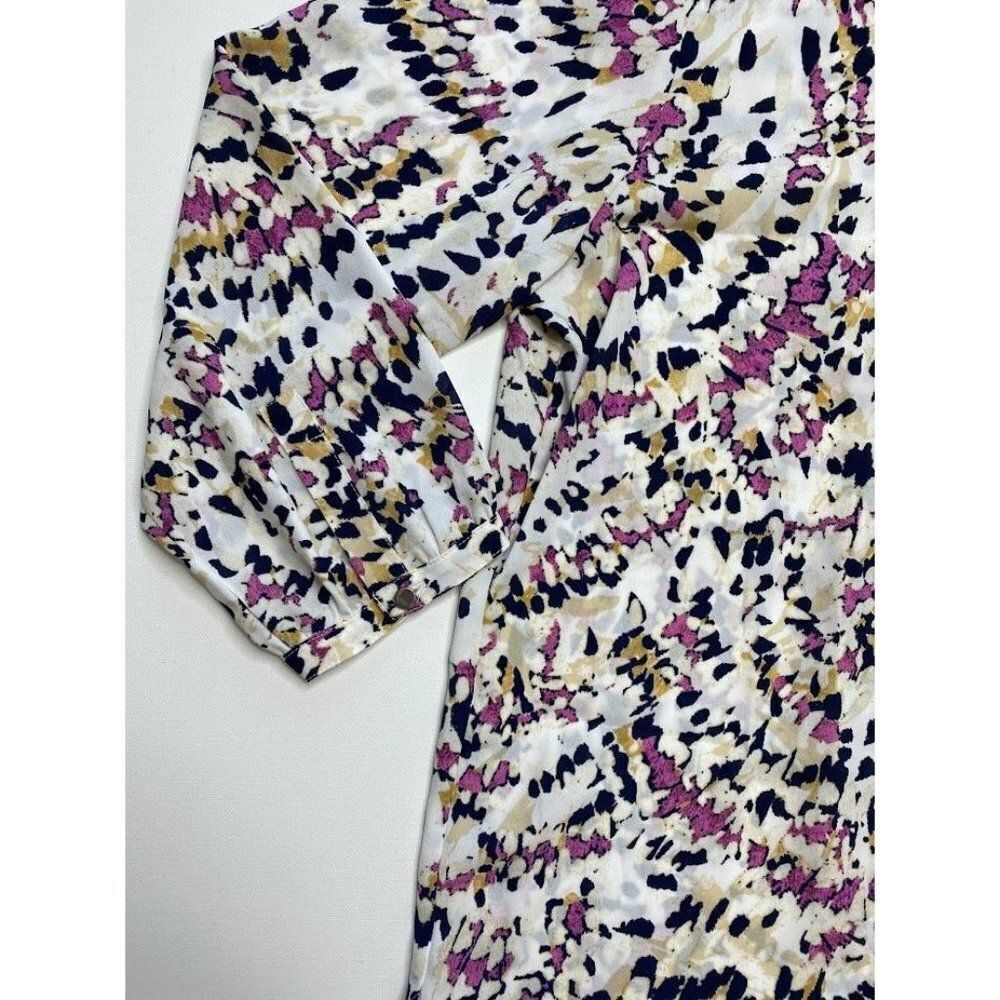 JM Collection Blouse Top Large Women's Artistic Print‎ Pleated-Back NEW - Picture 8 of 9